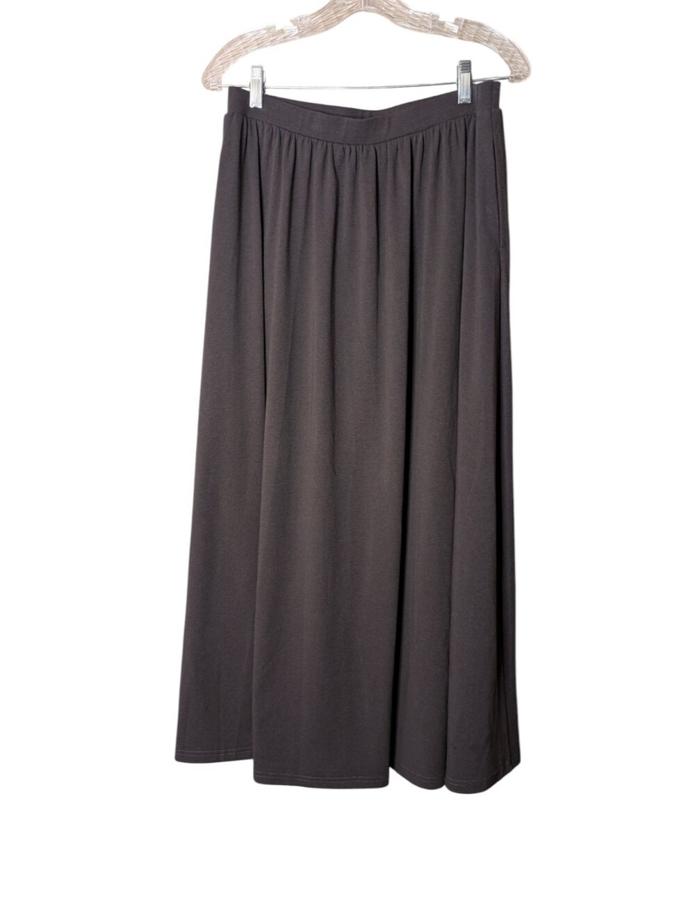OGL Move Charcoal Gray Maxi Skirt Elastic Waist Flowy A-Line Long Knit Lounge M